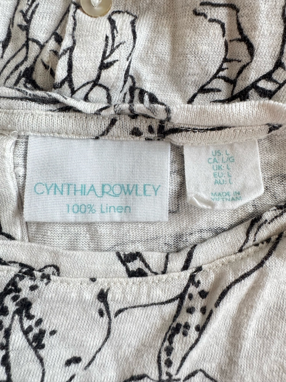 100% Linen Cynthia Rowley Big Cat Top L - Picture 5 of 5